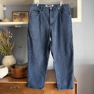 Anchor Blue Baggy Jeans Mens 39 x 28 Y2K Skate Loose Vintage Black